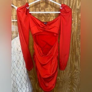 Gorgeous silky long sleeve formal dress.